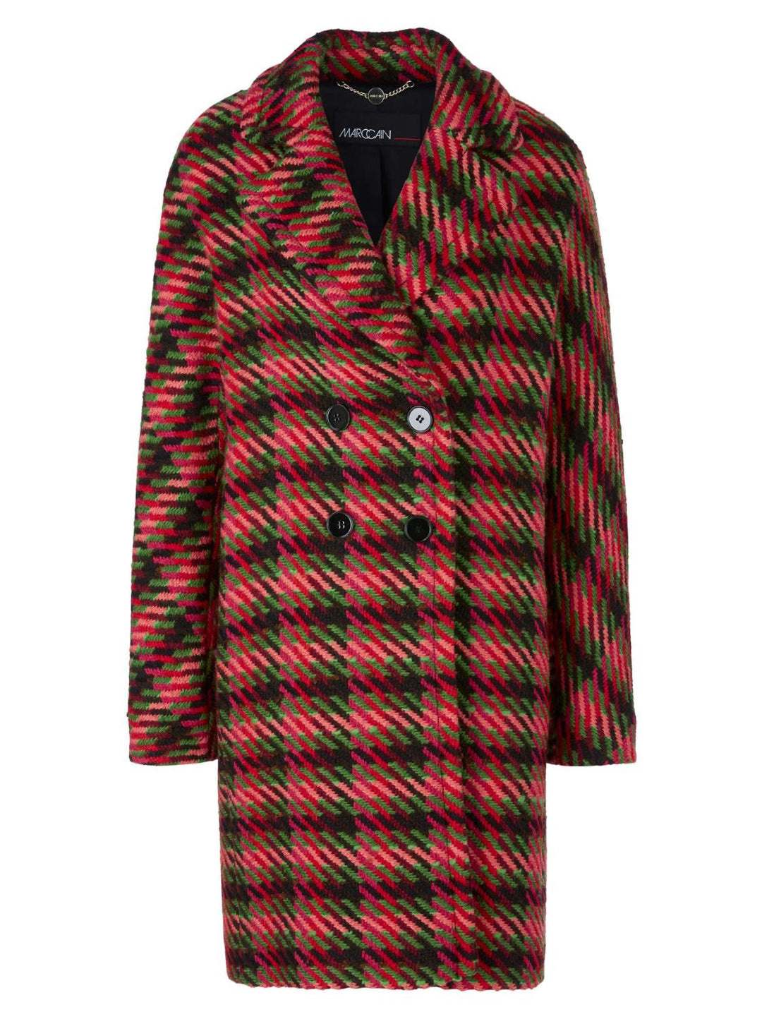 Marc Cain geruite mantel-Futter Arm: 57% viscose, 43% polyester<br />voering: 100% polyester<br />alg.: 50% polyester, 25% wol, 23% acetaat, 2% andere vezels-DAMES JASSEN & JACKS-Groen