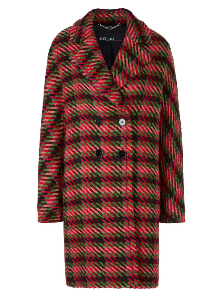 Marc Cain geruite mantel-Futter Arm: 57% viscose, 43% polyester<br />voering: 100% polyester<br />alg.: 50% polyester, 25% wol, 23% acetaat, 2% andere vezels-DAMES JASSEN & JACKS-Groen