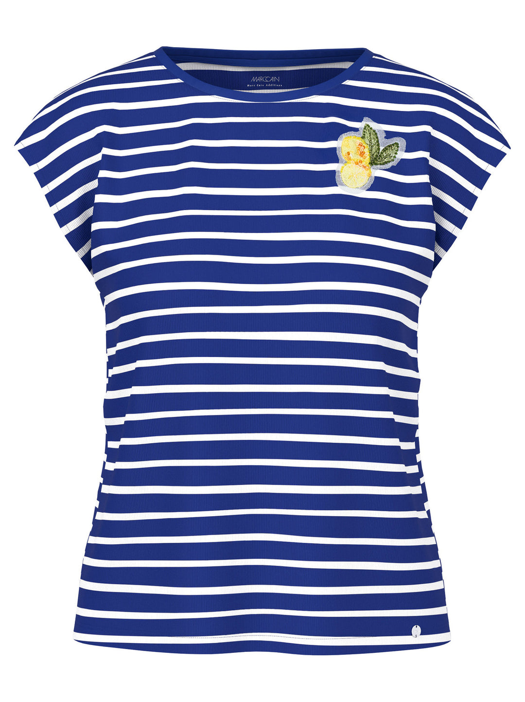 Marc Cain Gestreept shirt met citroenapplicatie  -94% katoen, 6% elastaan-DAMES TOPS & BLOUSES-Blauw