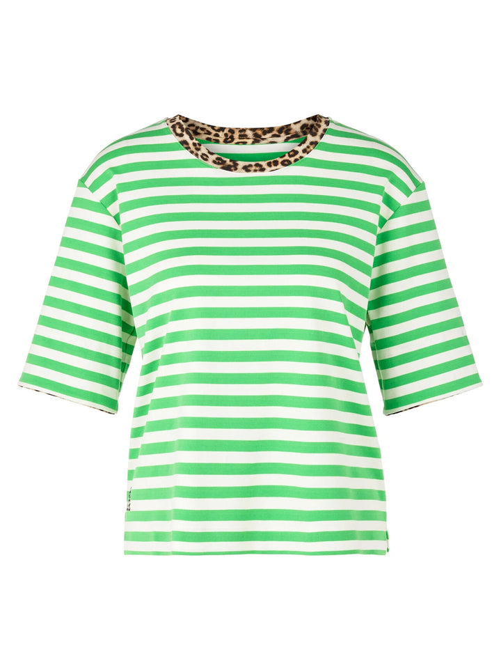 Marc Cain gestreept T-shirt met 3/4 mouwen-alg.: 95% katoen, 5% elastaan-DAMES TOPS & BLOUSES-Groen