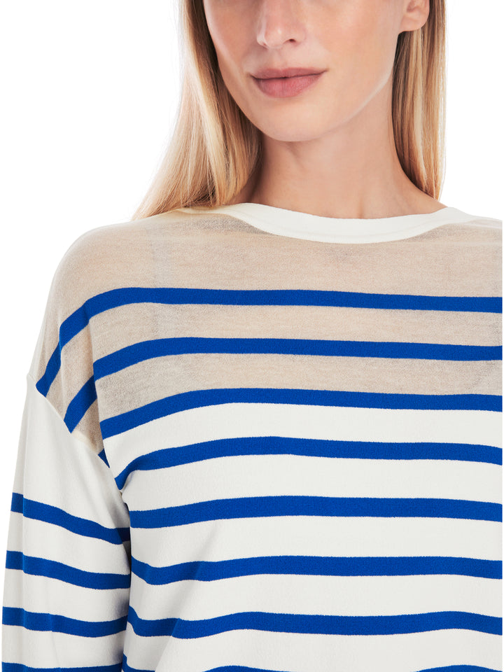 Marc Cain Gestreepte trui “Rethink Together”-DAMES TRUIEN & VESTEN-Blauw