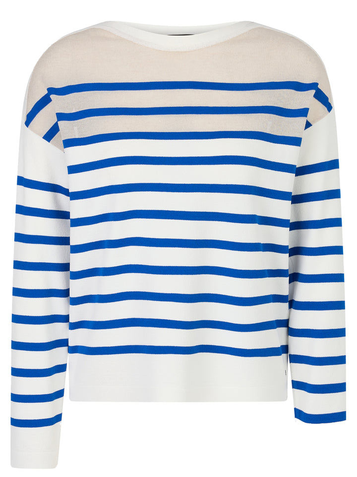 Marc Cain Gestreepte trui “Rethink Together”-DAMES TRUIEN & VESTEN-Blauw