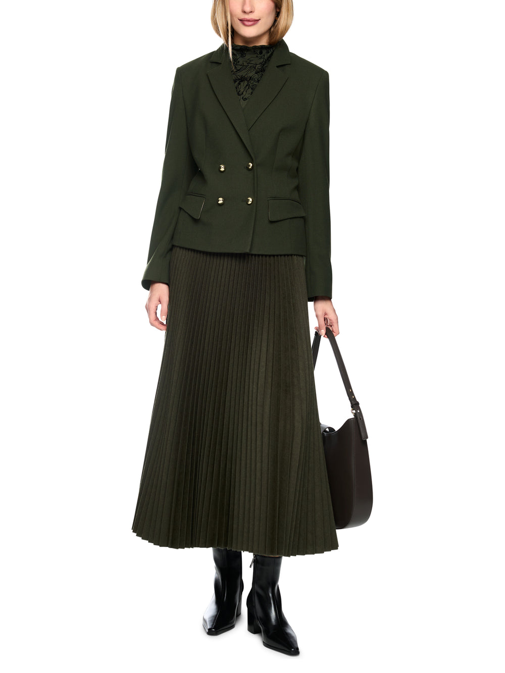 Marc Cain Getailleerde Double-Breasted Blazer-62% polyester, 34% viscose, 4% elastaan<br />Voering: 100% polyester-DAMES 