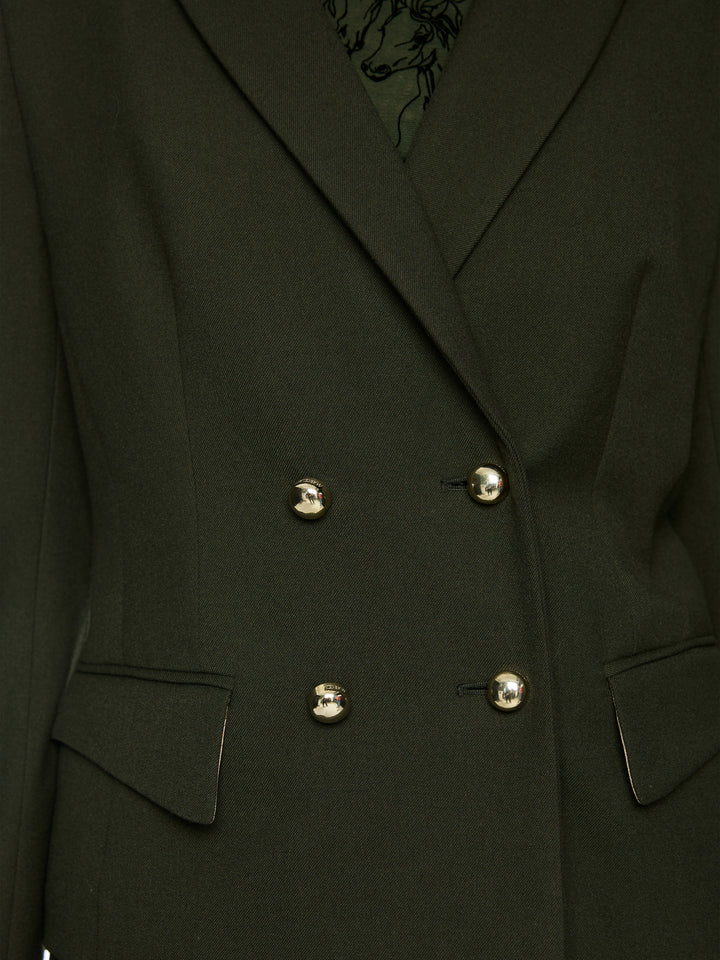 Marc Cain Getailleerde Double-Breasted Blazer-62% polyester, 34% viscose, 4% elastaan<br />Voering: 100% polyester-DAMES 