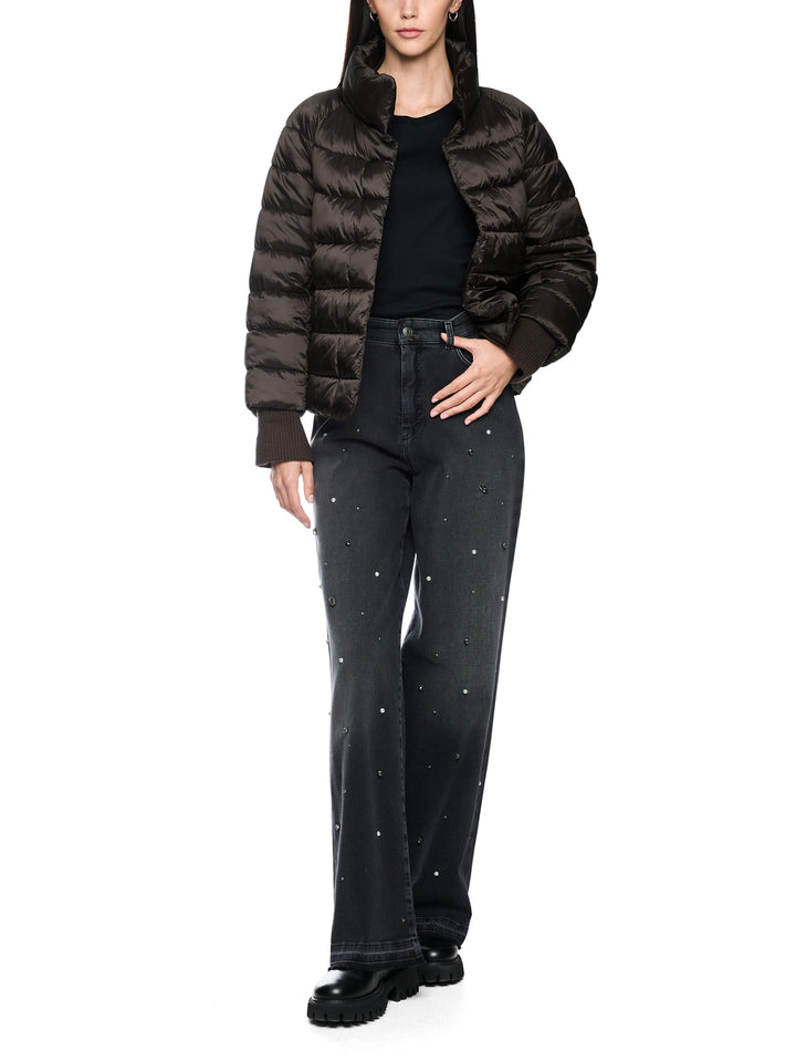 Marc Cain Gewatteerd Jack met Kunstdons – Bruin-100% polyamide-DAMES JASSEN & JACKS-Bruin