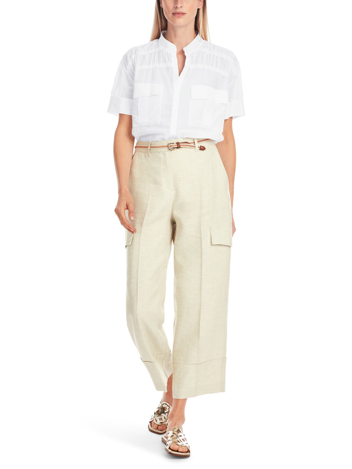 Marc Cain half doorzichtige blouse met smokwerk-72% katoen, 28% zijde-DAMES TOPS & BLOUSES-Wit