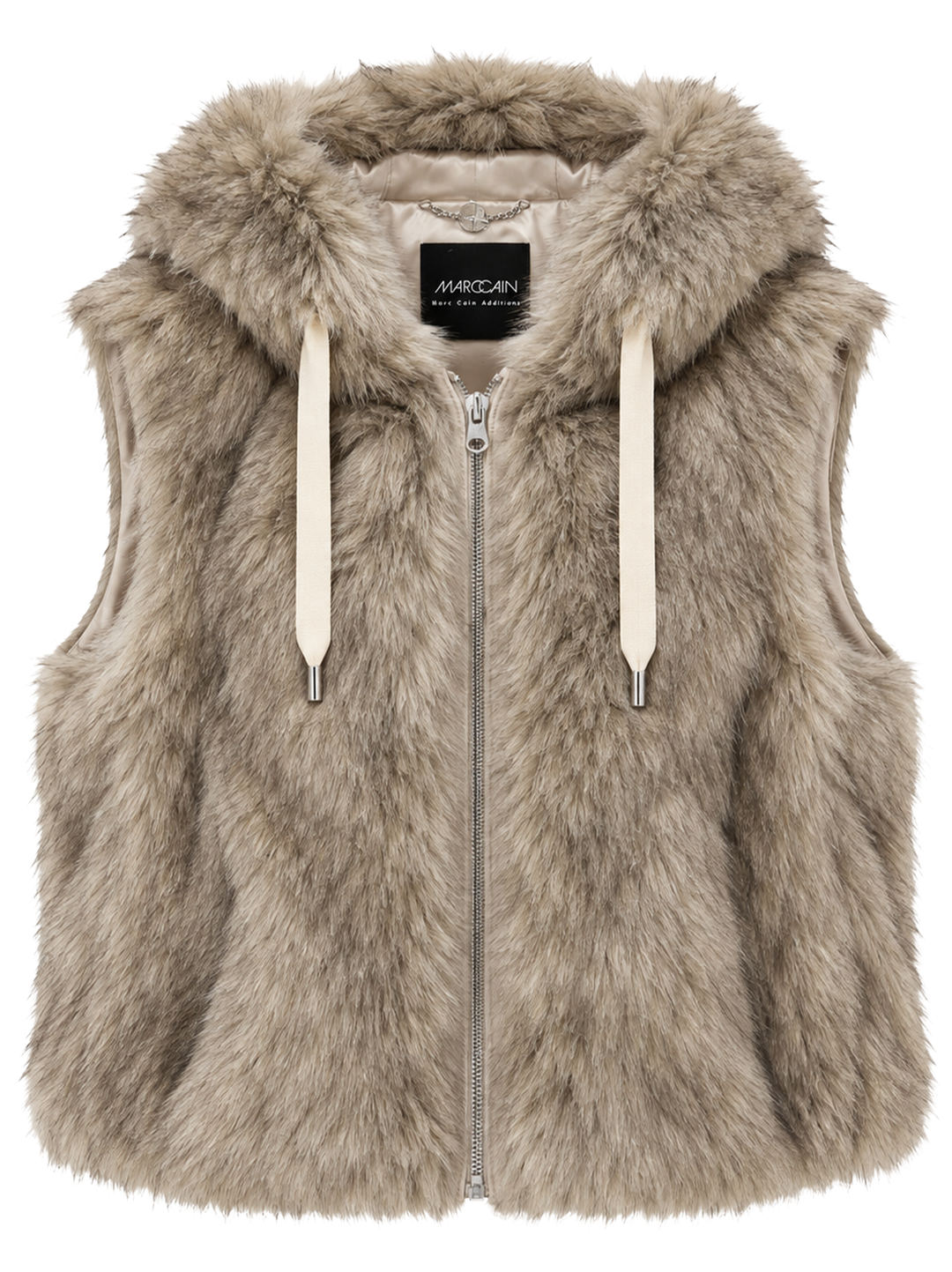 Marc Cain Imitatiebont Gilet – Beige-100% polyester<br />Voering: 100% polyester-DAMES TRUIEN & VESTEN-Beige