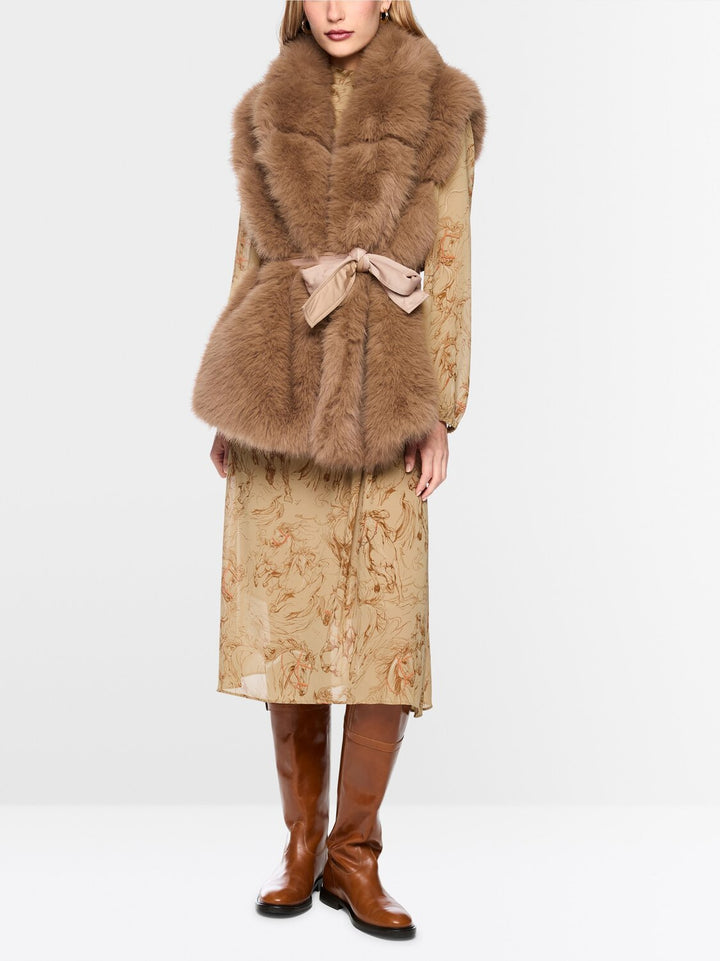 Marc Cain Imitatiebont Gilet – Bruin-100% polyester<br />Voering: 55% polyester, 45% viscose-DAMES TRUIEN & VESTEN-Bruin