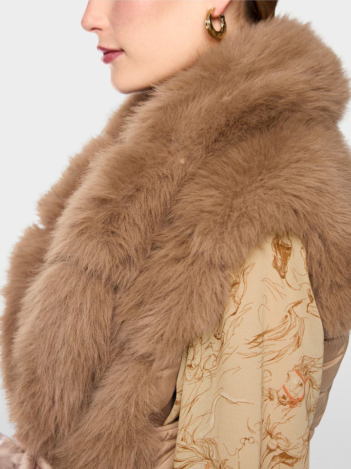 Marc Cain Imitatiebont Gilet – Bruin-100% polyester<br />Voering: 55% polyester, 45% viscose-DAMES TRUIEN & VESTEN-Bruin