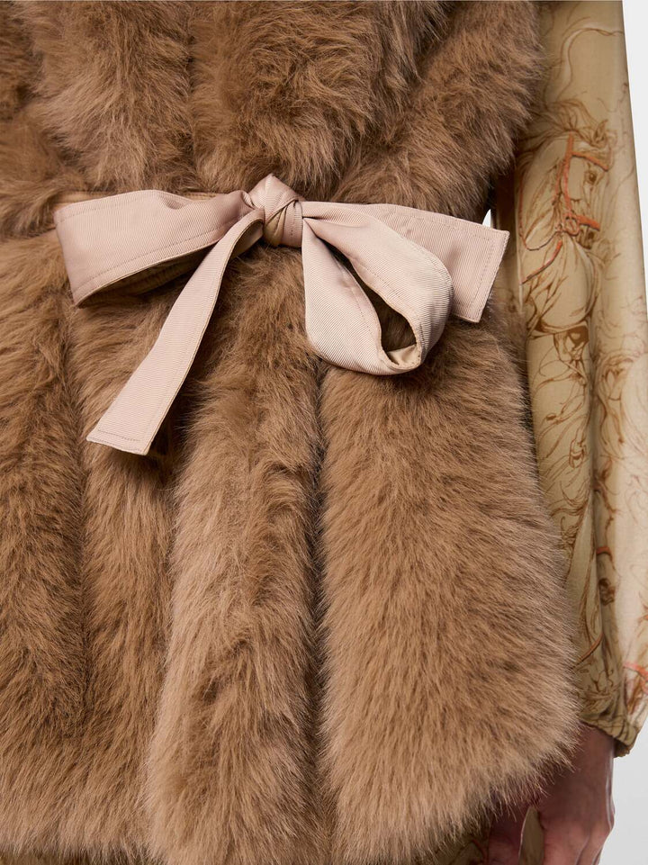 Marc Cain Imitatiebont Gilet – Bruin-100% polyester<br />Voering: 55% polyester, 45% viscose-DAMES TRUIEN & VESTEN-Bruin
