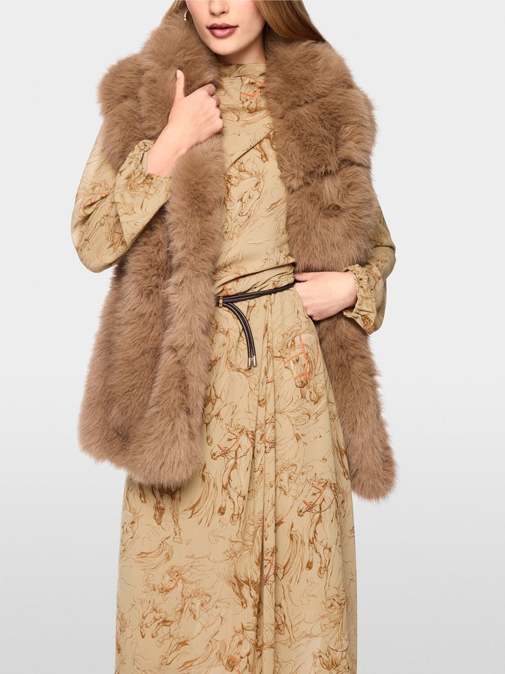 Marc Cain Imitatiebont Gilet – Bruin-100% polyester<br />Voering: 55% polyester, 45% viscose-DAMES TRUIEN & VESTEN-Bruin
