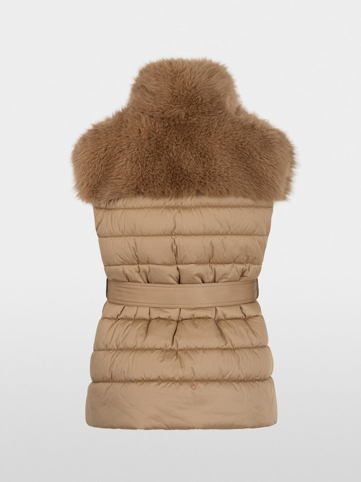 Marc Cain Imitatiebont Gilet – Bruin-100% polyester<br />Voering: 55% polyester, 45% viscose-DAMES TRUIEN & VESTEN-Bruin