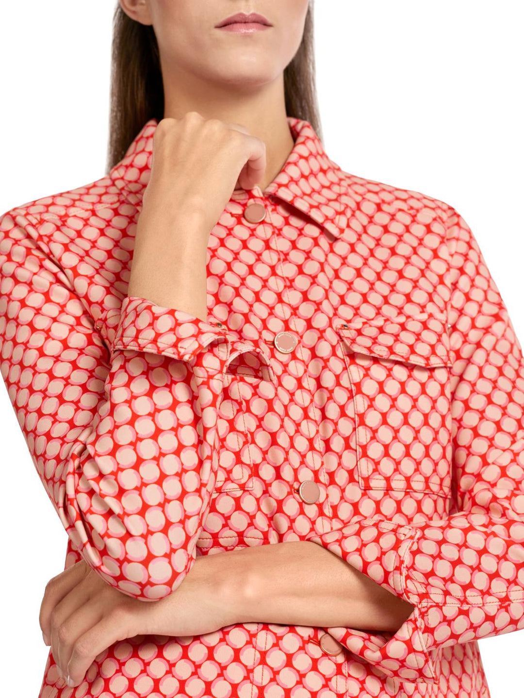 Marc Cain jasje gestippeld-voering: 65% cupro, 35% polyester<br />alg.: 86% polyamide, 14% elastaan-DAMES BLAZERS & GILETS-Oranje