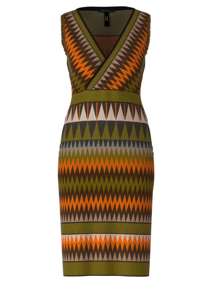 Marc Cain jurk-73% viscose, 14% katoen, 9% polyester, 4% polyamide<br />Jerseyeinsatz: 69% viscose, 29% polyamide, 2% elastaan-DAMES JURKEN-Groen