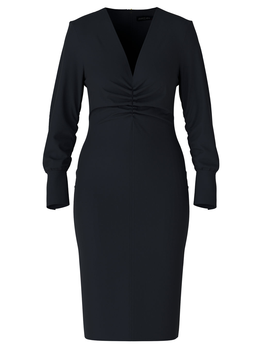 Marc Cain jurk met diepe V-hals-voering: 100% polyester<br />alg.: 97% polyester, 3% elastaan-DAMES JURKEN-Blauw