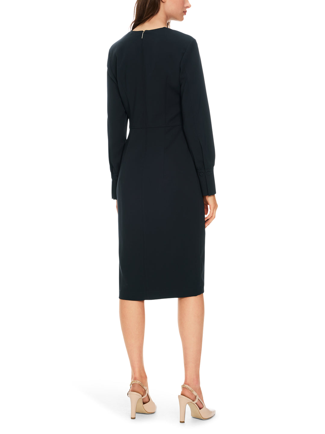 Marc Cain jurk met diepe V-hals-voering: 100% polyester<br />alg.: 97% polyester, 3% elastaan-DAMES JURKEN-Blauw