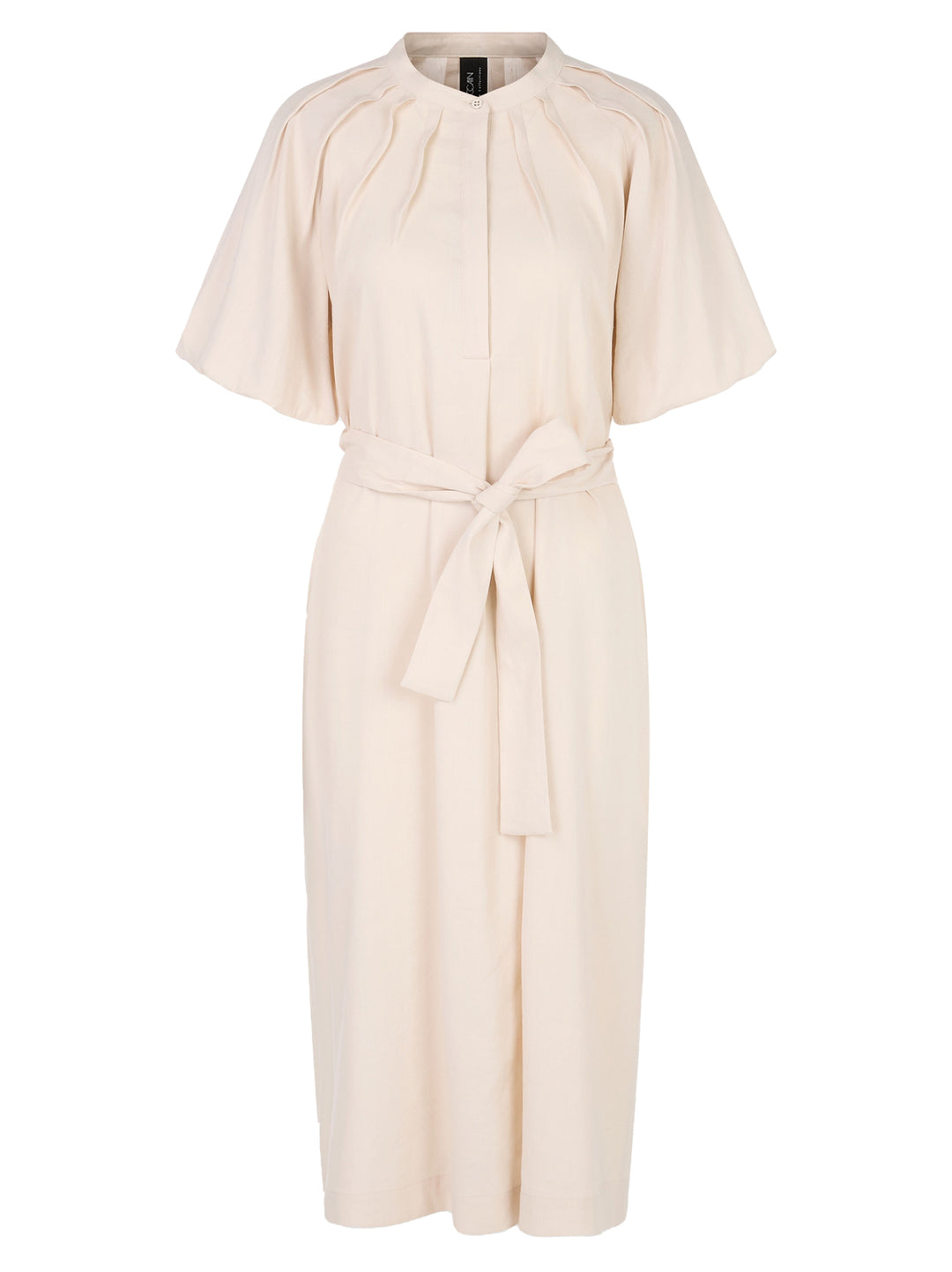 Marc Cain Jurk met Plooien-62% linnen<br />35% viscose<br />3% elastaan-DAMES JURKEN-Beige