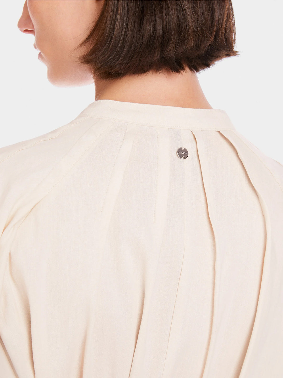 Marc Cain Jurk met Plooien-62% linnen<br />35% viscose<br />3% elastaan-DAMES JURKEN-Beige