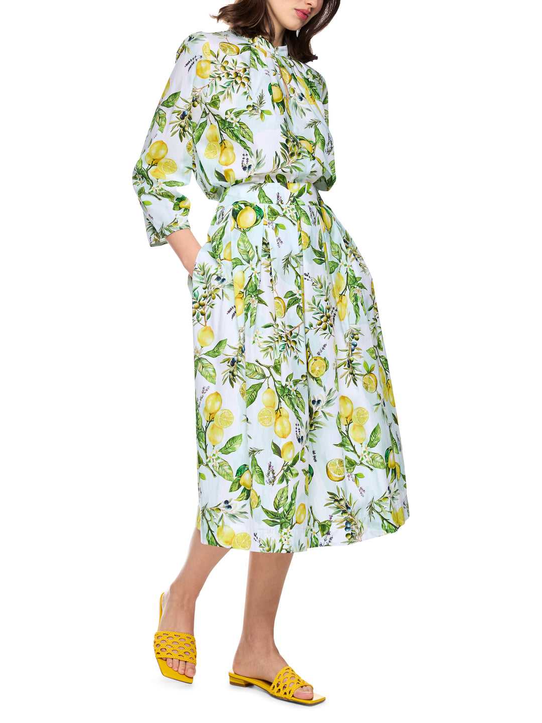 Marc Cain Katoenen rok met citroenprint-100% katoen-DAMES ROKKEN-Wit