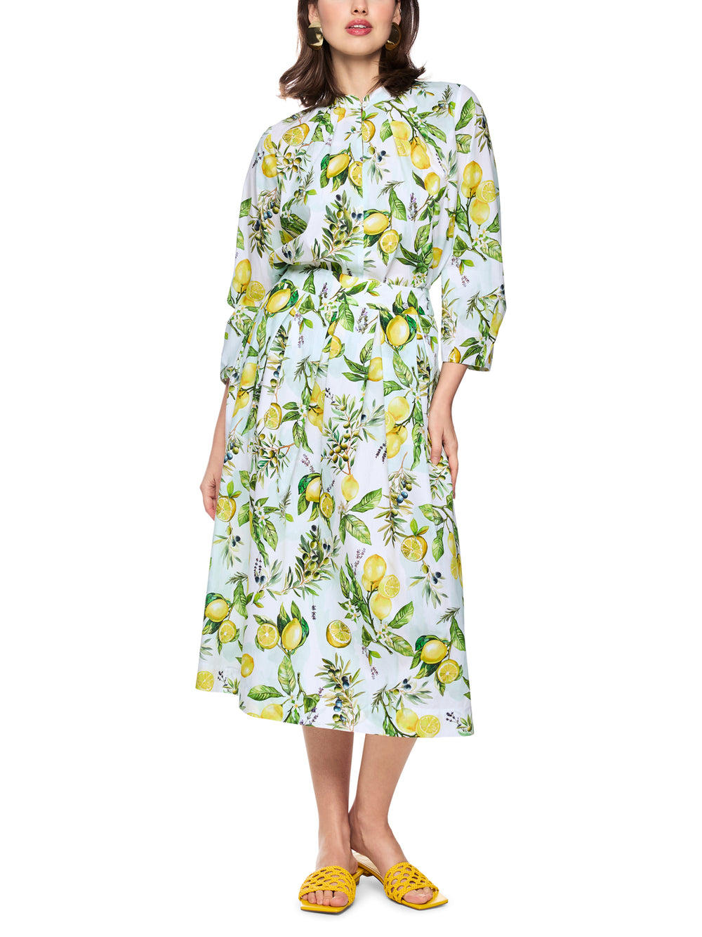 Marc Cain Katoenen rok met citroenprint-100% katoen-DAMES ROKKEN-Wit