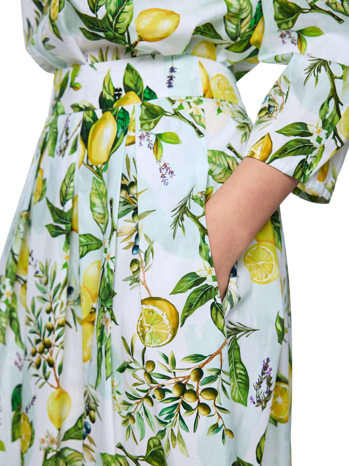 Marc Cain Katoenen rok met citroenprint-100% katoen-DAMES ROKKEN-Wit