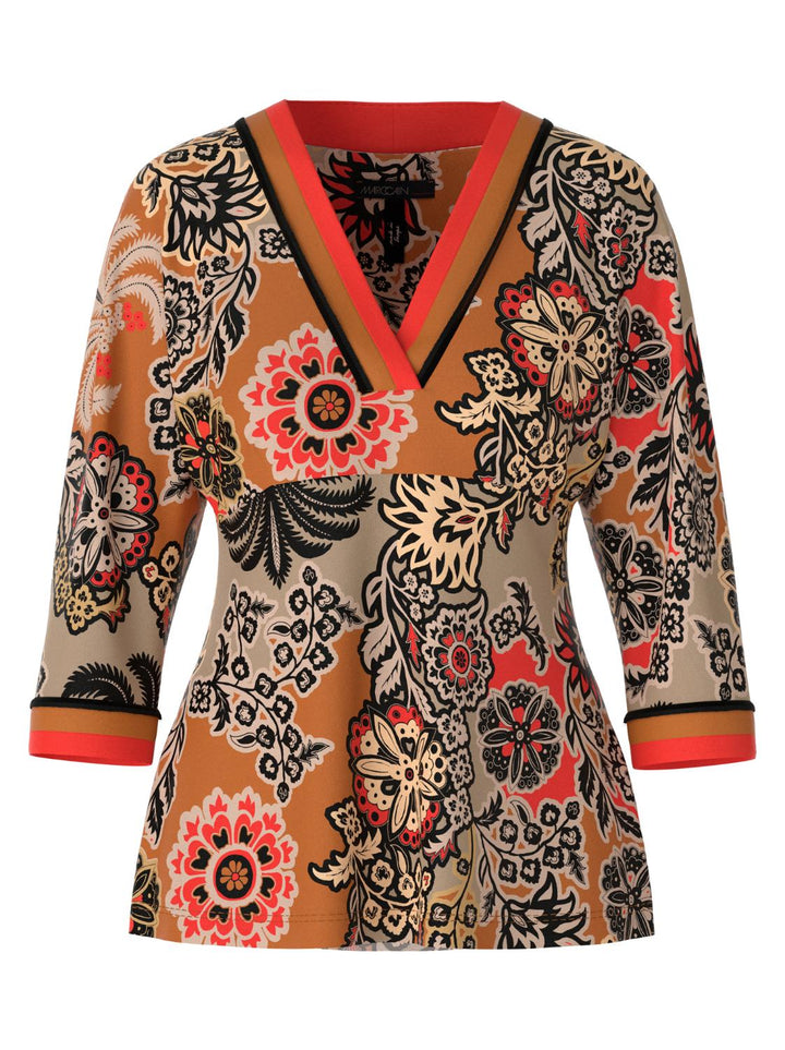 Marc Cain kimonoblouse-95% polyester, 5% elastaan-DAMES TOPS & BLOUSES-Bruin