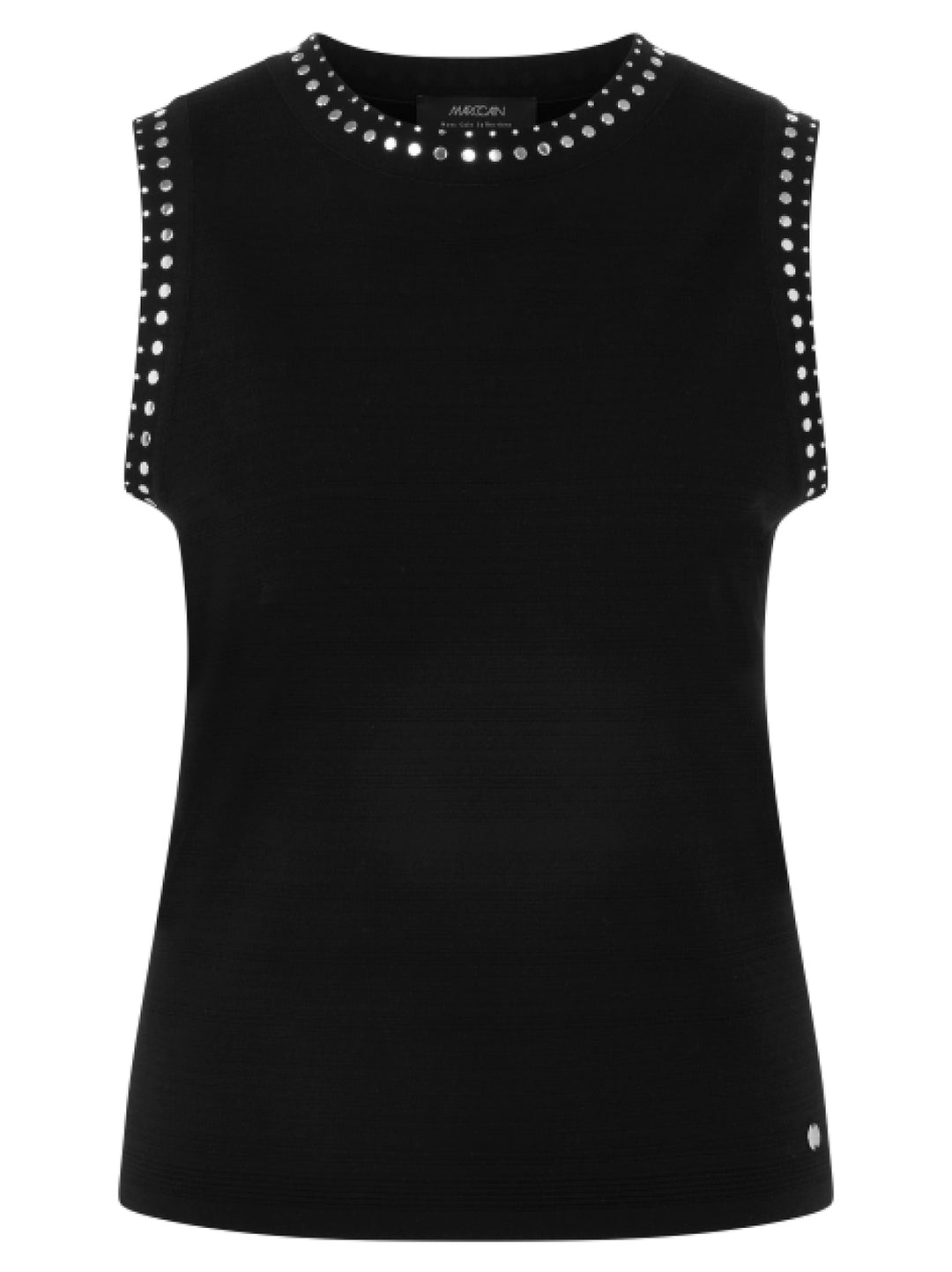 Marc Cain Knitted in Germany Top met Studs – Zwart-70% viscose, 30% polyester-DAMES TOPS & BLOUSES-Zwart