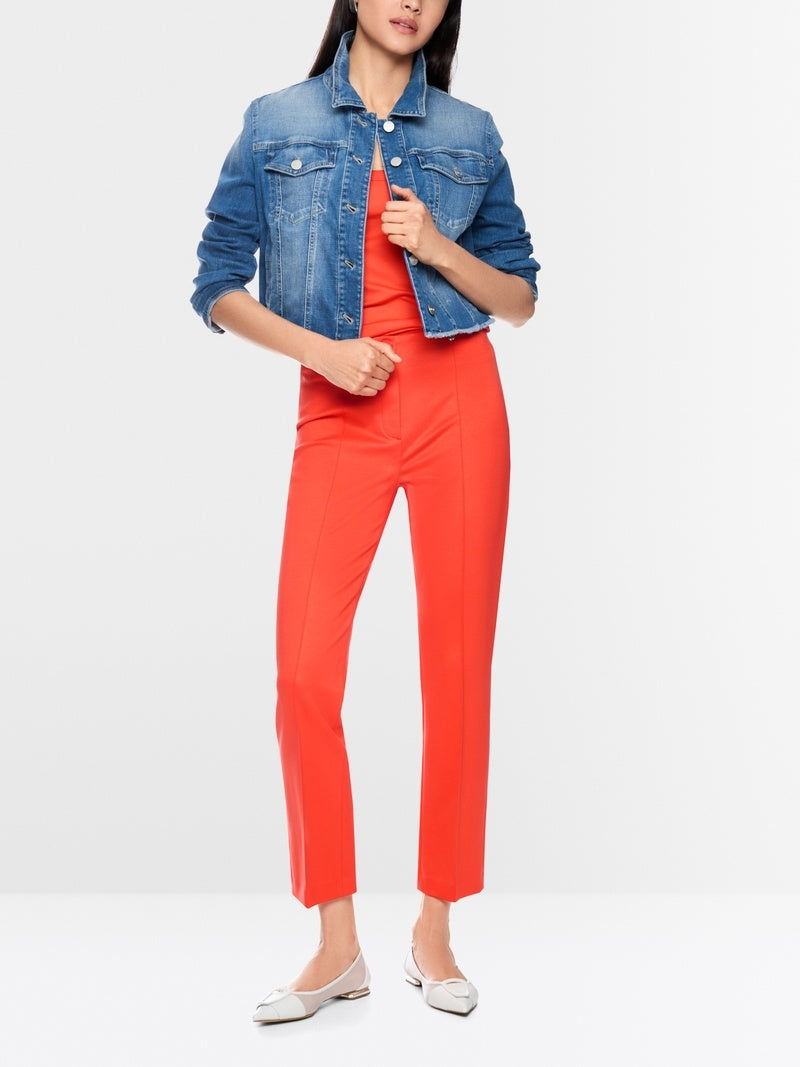 Marc Cain Kort denim jack – Blauw-98% katoen, 2% elastaan-DAMES JASSEN & JACKS-Blauw