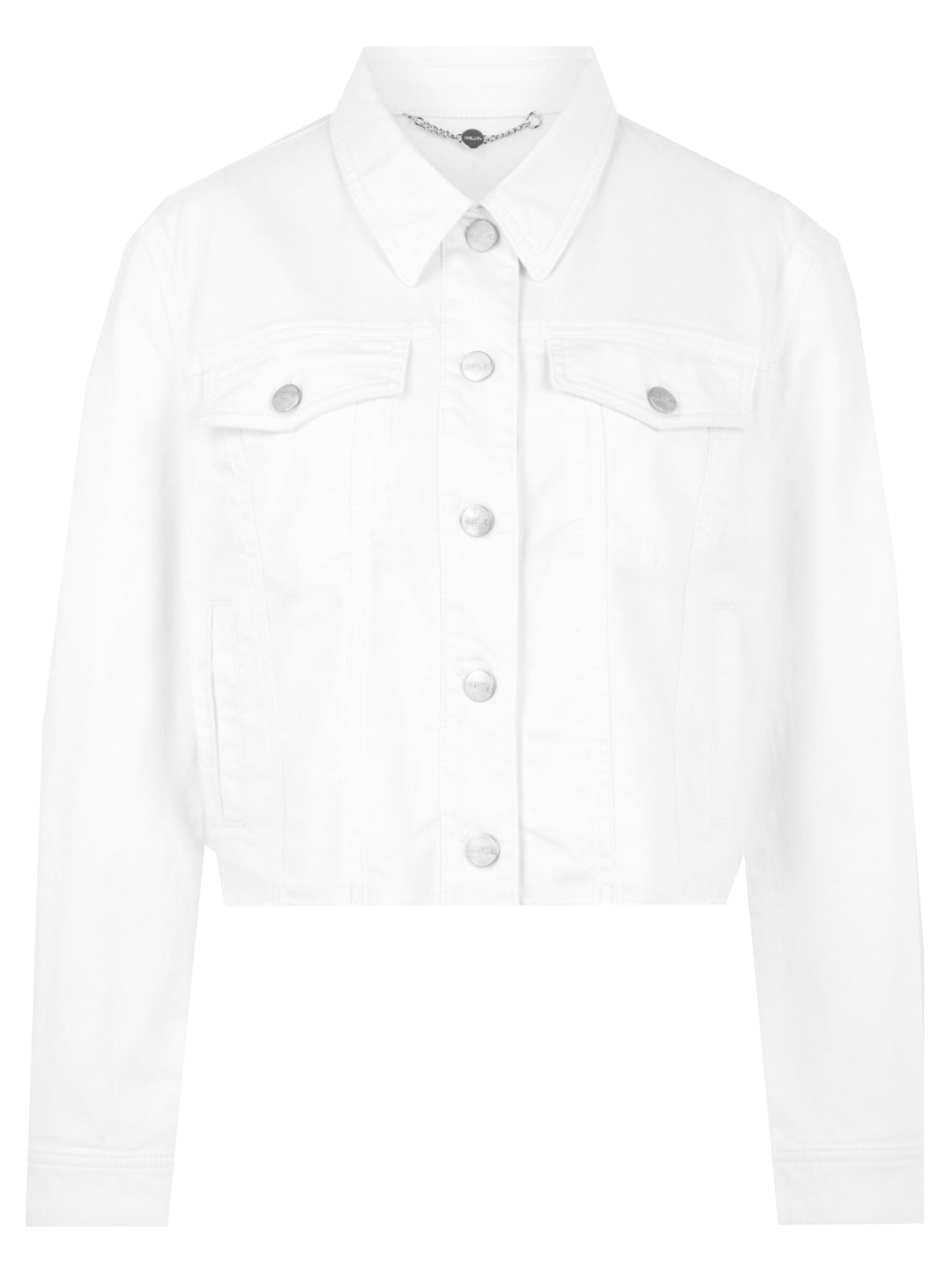 Marc Cain Kort denim jack – Wit-98% katoen, 2% elastaan-DAMES JASSEN & JACKS-Wit