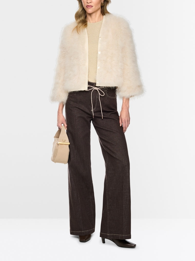 Marc Cain Kort jasje met veren – Room-100% veren<br />voering: 55% polyester, 45% viscose-DAMES BLAZERS & JASJES-Room