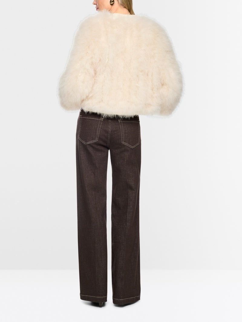 Marc Cain Kort jasje met veren – Room-100% veren<br />voering: 55% polyester, 45% viscose-DAMES BLAZERS & JASJES-Room