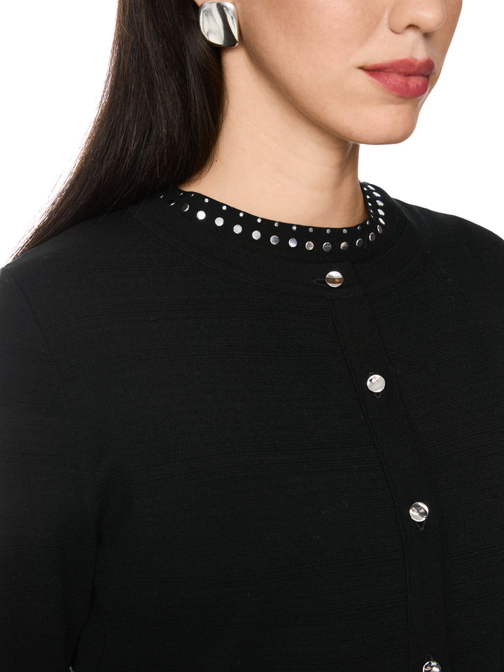 Marc Cain Kort Vest met Studs – Zwart-70% viscose, 30% polyester-DAMES TRUIEN & VESTEN-Zwart