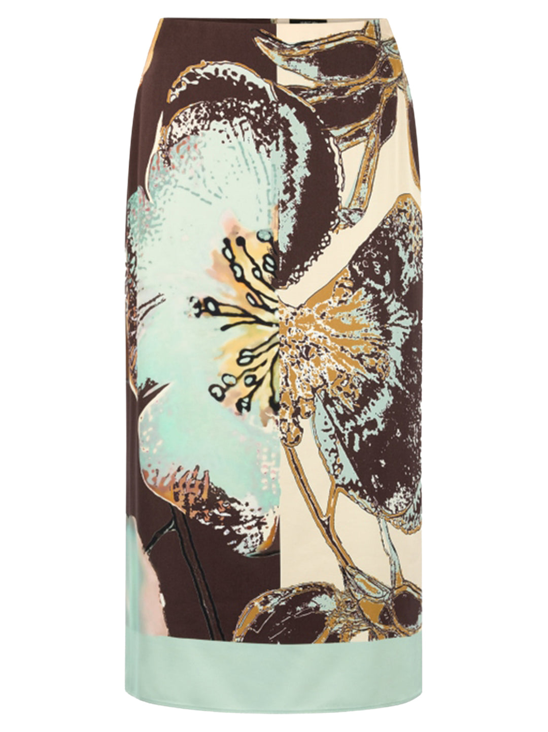 Marc Cain Kuitlange rok met print – Groen-100% viscose<br />voering: 100% polyester-DAMES ROKKEN-Groen