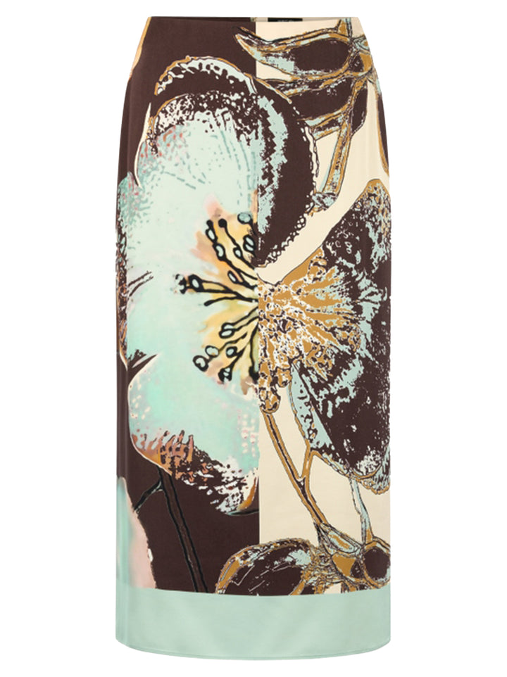 Marc Cain Kuitlange rok met print – Groen-100% viscose<br />voering: 100% polyester-DAMES ROKKEN-Groen
