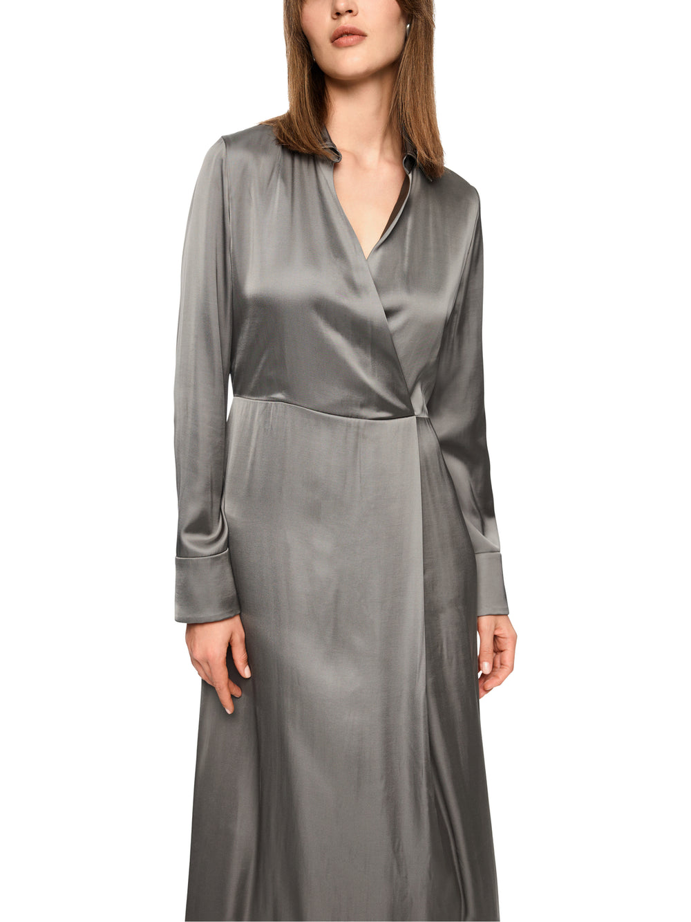 Marc Cain Lange Jurk – Grijs-53% viscose, 47% polyester-DAMES JURKEN-Grijs