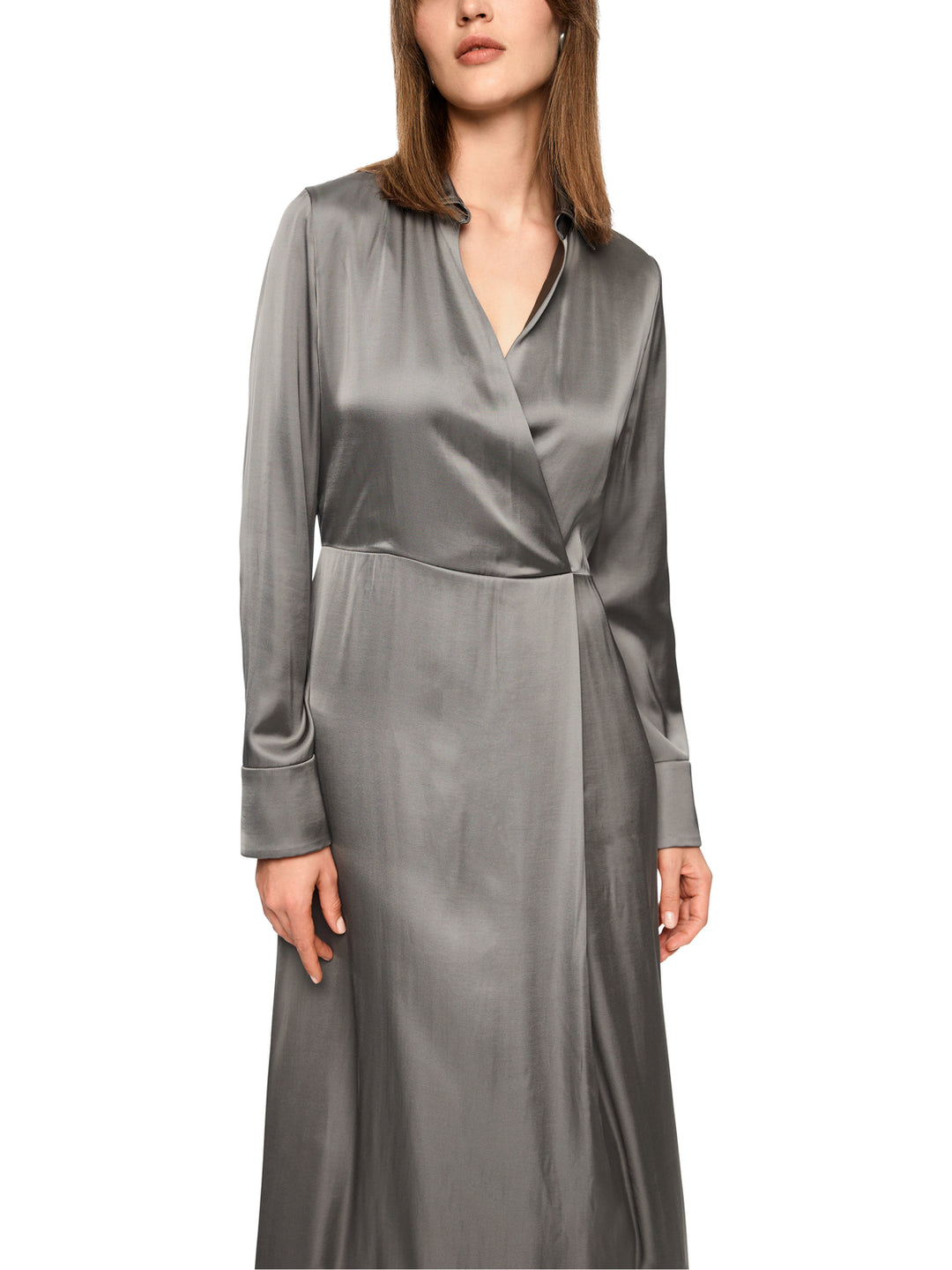 Marc Cain Lange Jurk – Grijs-53% viscose, 47% polyester-DAMES JURKEN-Grijs