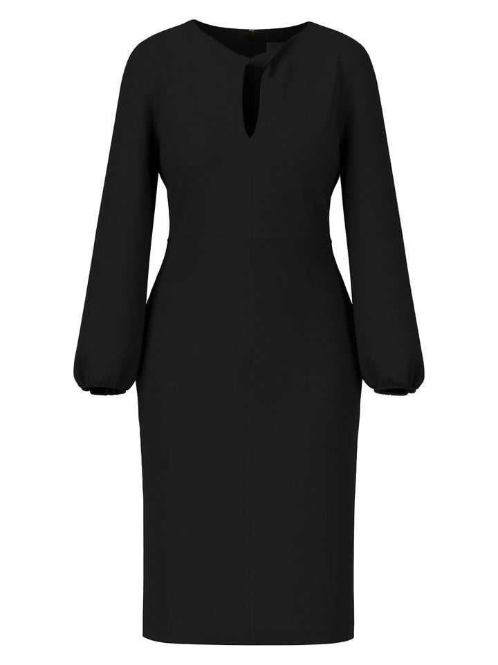 Marc Cain Lange Jurk – Zwart-97% polyester, 3% elastaan-DAMES JURKEN-Zwart