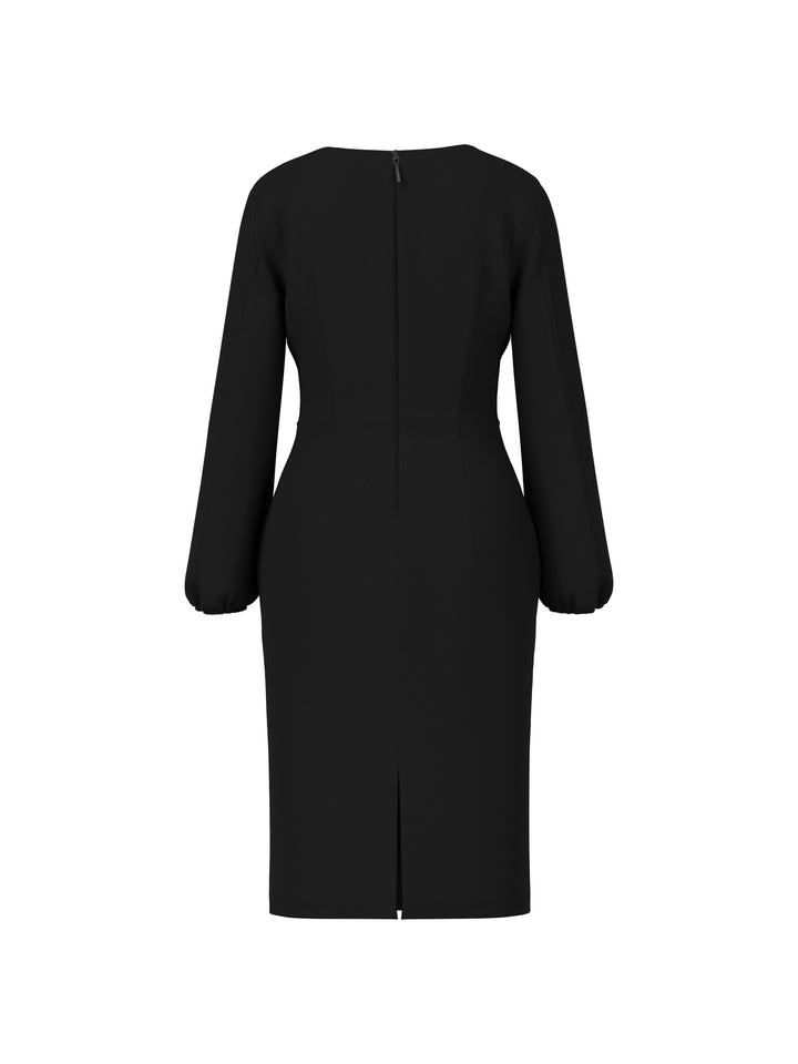 Marc Cain Lange Jurk – Zwart-97% polyester, 3% elastaan-DAMES JURKEN-Zwart