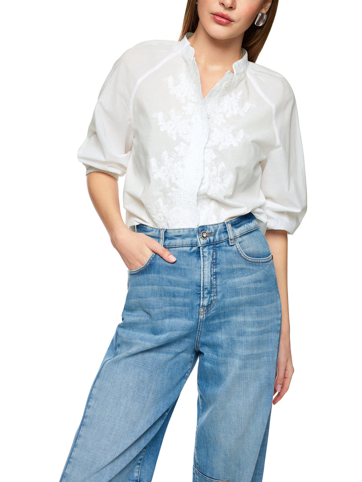 Marc Cain Lange Mouw Blouse – Wit-100% katoen<br />-DAMES TOPS & BLOUSES-Wit