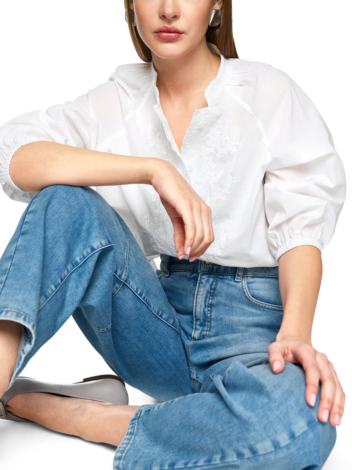 Marc Cain Lange Mouw Blouse – Wit-100% katoen<br />-DAMES TOPS & BLOUSES-Wit