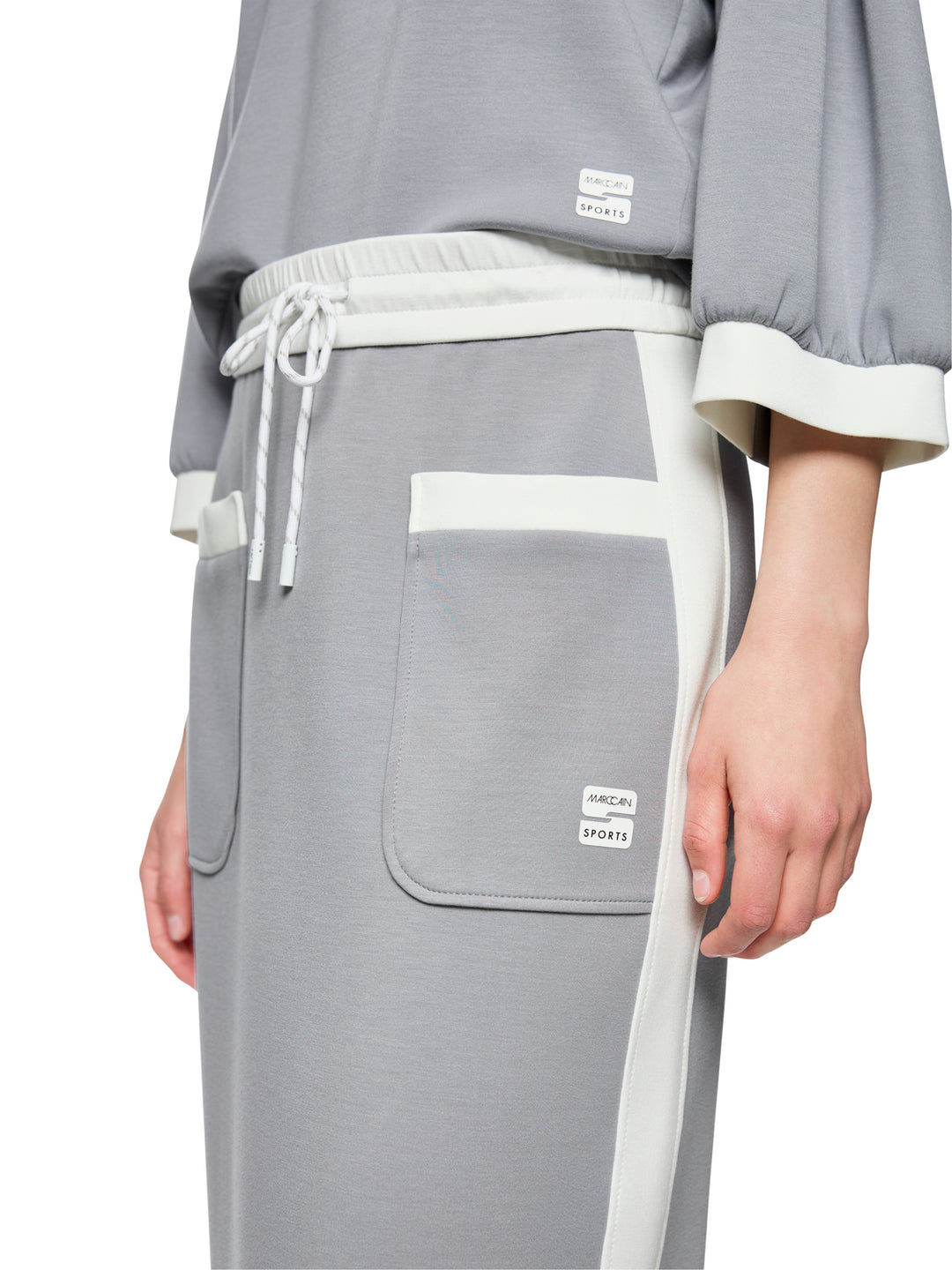 Marc Cain lange rok – Grijs-47% polyamide, 44% viscose, 9% elastaan-DAMES ROKKEN-Grijs