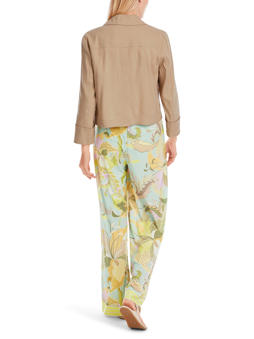 Marc Cain licht linnen jasje-62% linnen, 35% viscose, 3% elastaan-DAMES BLAZERS & GILETS-Bruin