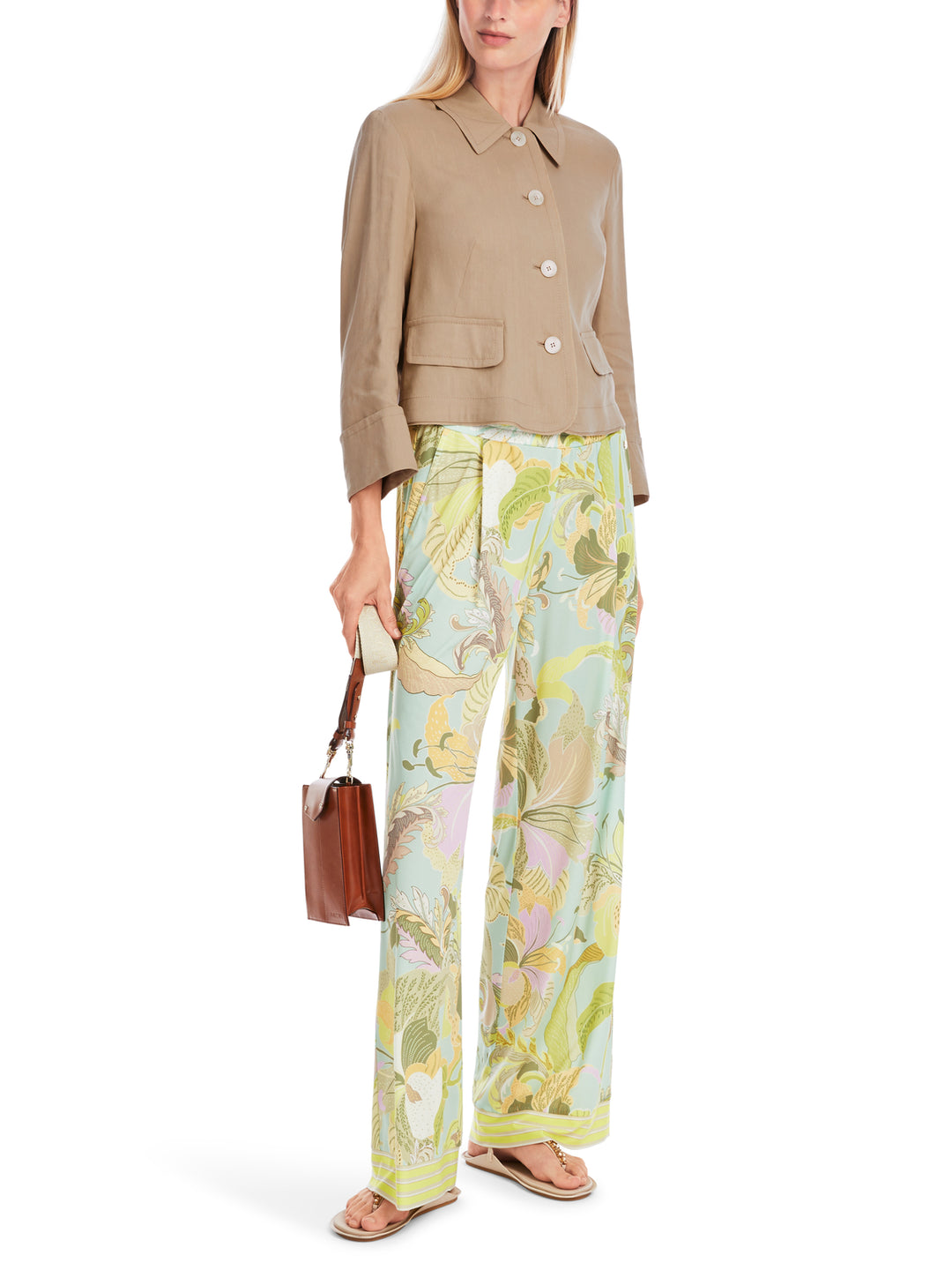 Marc Cain licht linnen jasje-62% linnen, 35% viscose, 3% elastaan-DAMES BLAZERS & GILETS-Bruin