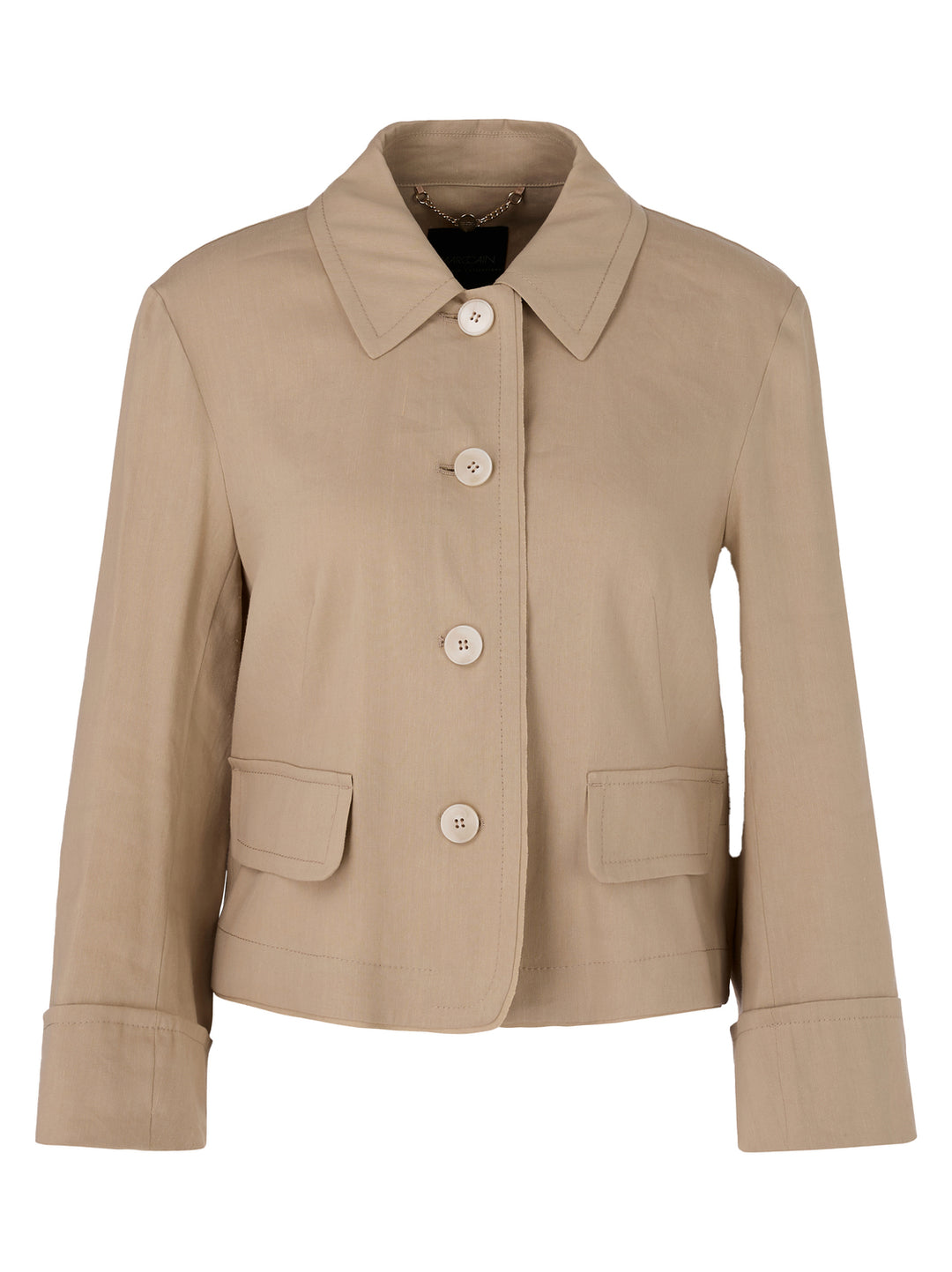 Marc Cain licht linnen jasje-62% linnen, 35% viscose, 3% elastaan-DAMES BLAZERS & GILETS-Bruin