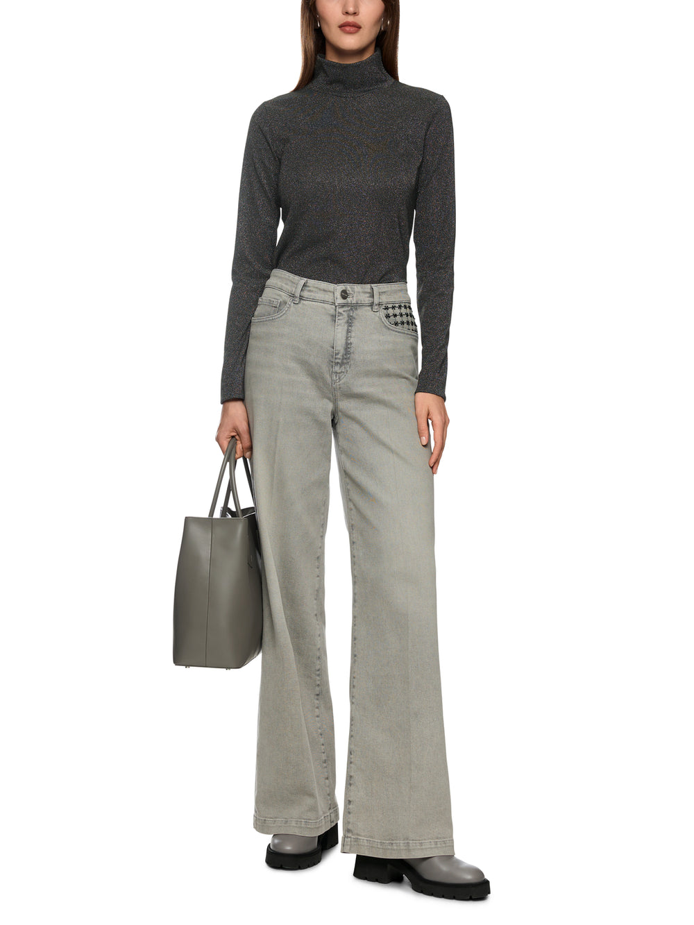 Marc Cain Longsleeve – Antraciet-DAMES TOPS & BLOUSES-Antraciet