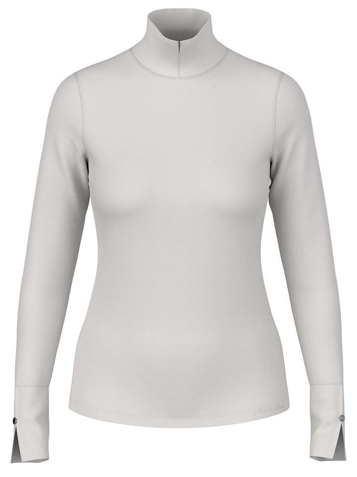 Marc Cain Longsleeve met Opstaande Kraag – Grijs-95% katoen, 5% elastaan-DAMES TOPS & BLOUSES-Grijs
