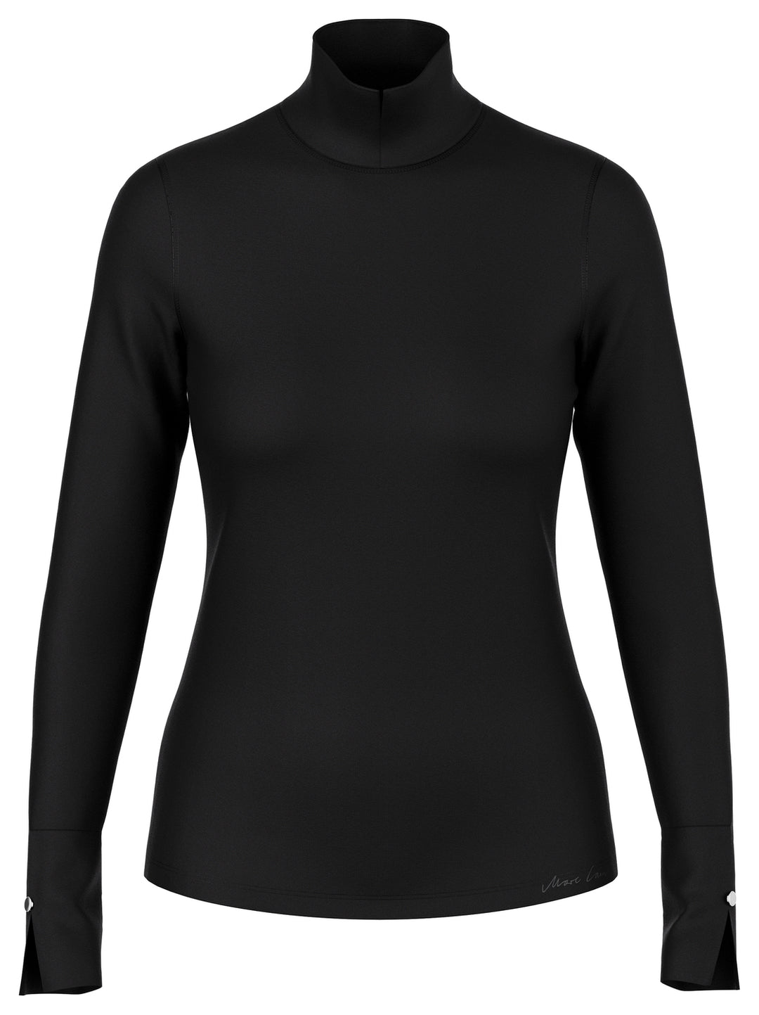 Marc Cain Longsleeve met Opstaande Kraag – Zwart-95% katoen, 5% elastaan-DAMES TOPS & BLOUSES-Zwart