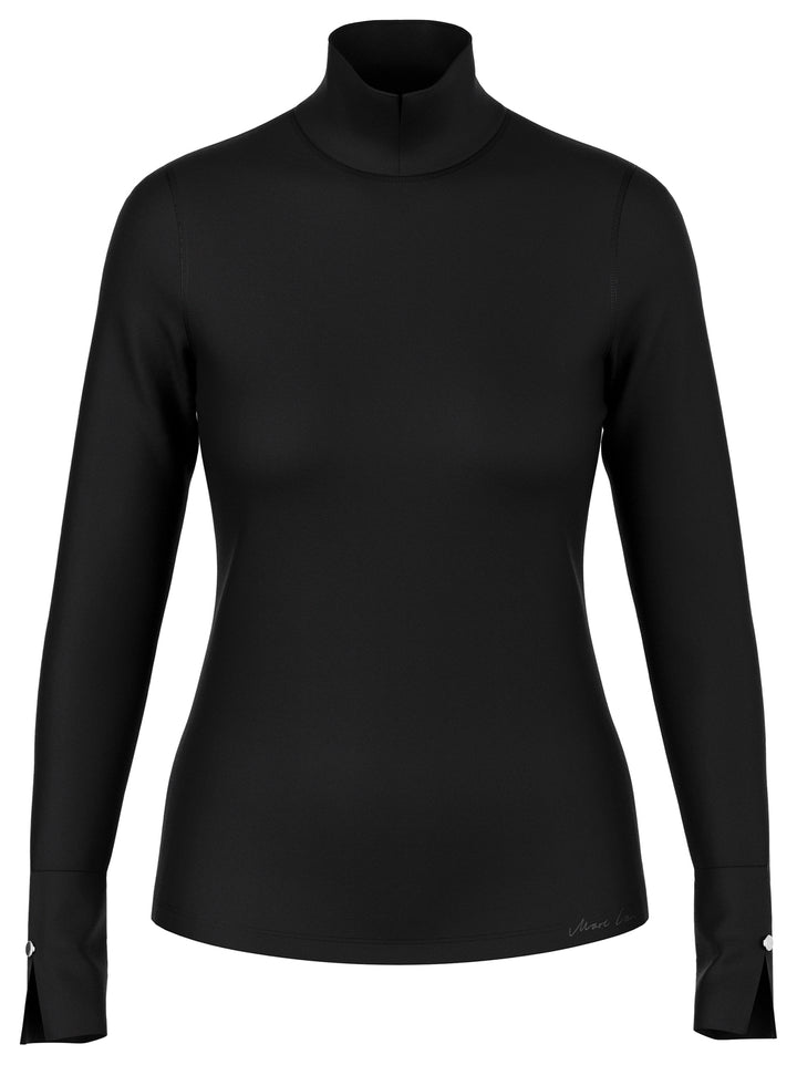 Marc Cain Longsleeve met Opstaande Kraag – Zwart-95% katoen, 5% elastaan-DAMES TOPS & BLOUSES-Zwart