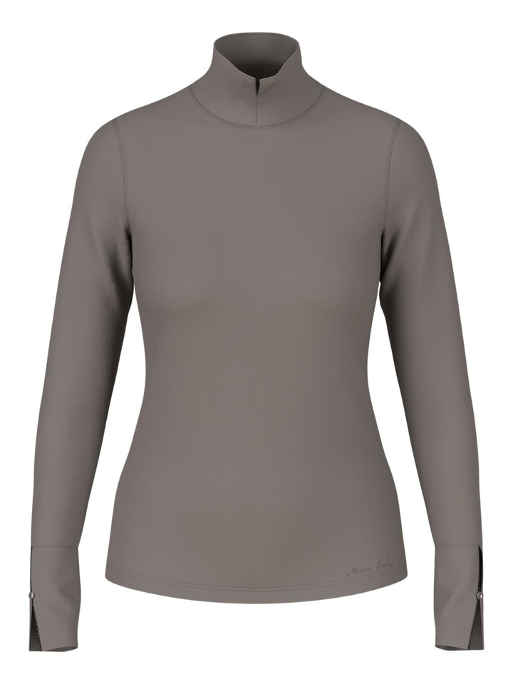 Marc Cain Longsleeve T-Shirt – Soft Charcoal-95% katoen, 5% polyamide-DAMES TOPS & BLOUSES-Grijs
