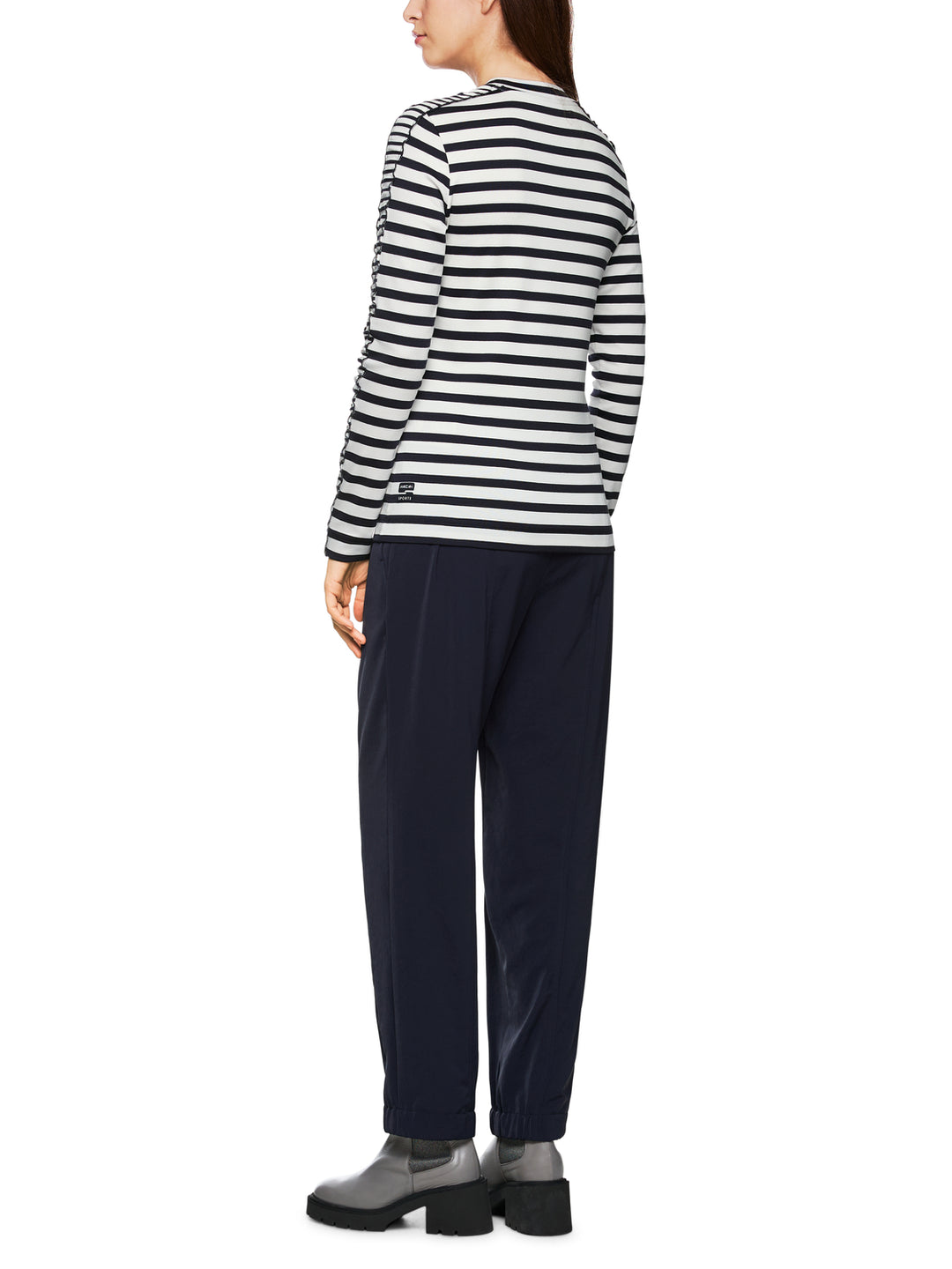 Marc Cain Maritiem Shirt Lange Mouw – Blauw-94% katoen, 6% elasthaan-DAMES TOPS & BLOUSES-Blauw